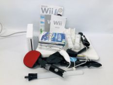 A NINTENDO Wii CONSOLE WITH VARIOUS ACCESSORIES TO INCLUDE CONTROLLERS,