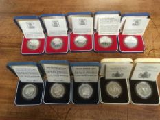 GB: SILVER PROOF CROWNS IN CASES WITH CERTIFICATES, 1977 (5), 1980 (2), 1981 (3),