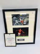 A FRAMED AND MOUNTED WAYNE ROONEY "OVERHEAD KICK SMALL" BEARING SIGNATURE WAYNE ROONEY ALONG WITH