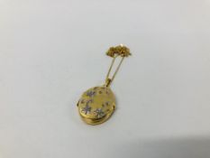 9CT. GOLD PENDANT LOCKET AND CHAIN.