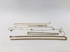 9CT. GOLD ROPE TWIST NECKLACE (A/F), 9CT. GOLD ROPE TWIST BRACELET, TWO 9CT.