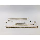 9CT. GOLD ROPE TWIST NECKLACE (A/F), 9CT. GOLD ROPE TWIST BRACELET, TWO 9CT.