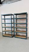 2 X SIX TIER METAL SHELVING UNITS.