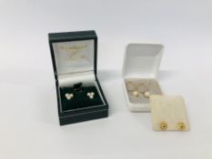 A PAIR OF 9K GOLD PEARL EARRINGS AND THREE FURTHER PAIRS OF EARRINGS