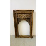 A VINTAGE INTRICATE HAND CARVED INDIAN MIRROR FRAME