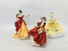 3 X ROYAL DOULTON FIGURINES TO INCLUDE BELLE HN3703,