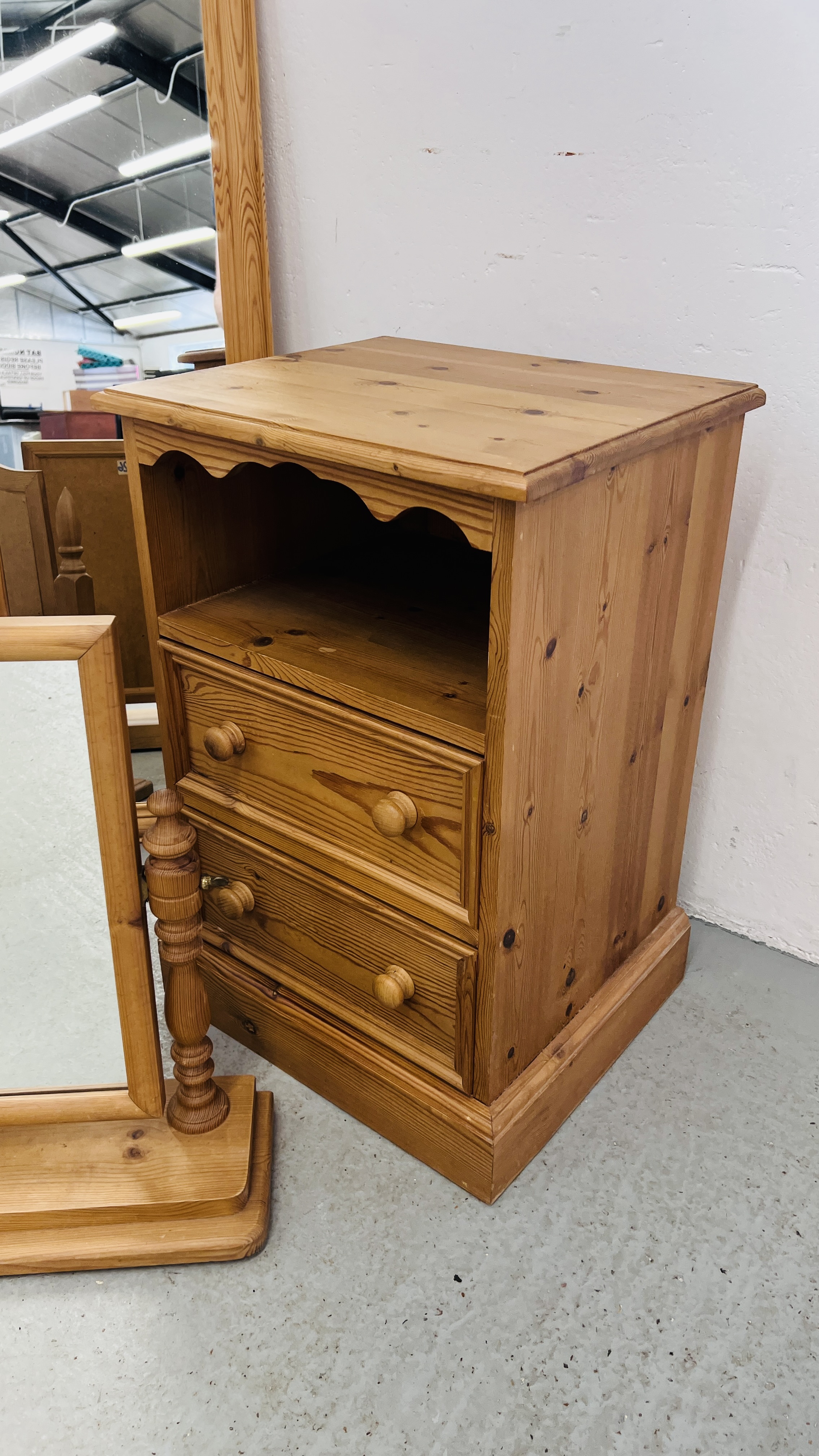 TWO WAXED PINE SWINGING VANITY MIRRORS, - Image 6 of 9