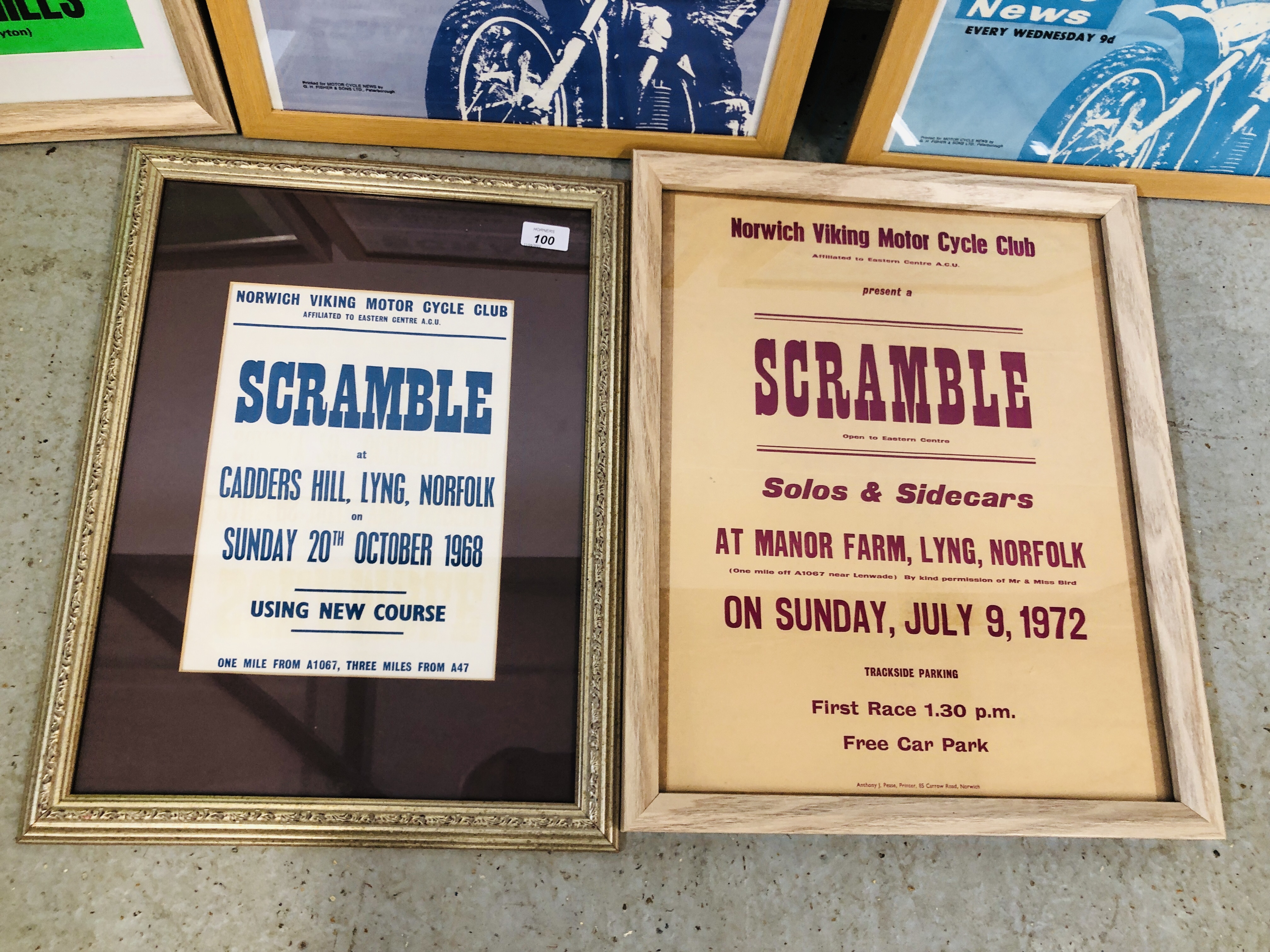 5 FRAMED "SCRAMBLE" NORWICH VIKING MOTORCYCLE CLUB - ADVERTISING POSTERS. - Image 2 of 4