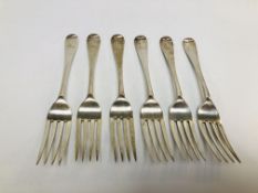 A SET OF SIX SILVER VICTORIAN DESSERT FORKS, HANOVERIAN PATTERN, ENGRAVED WITH A PEACOCK CREST,