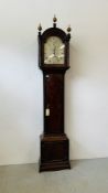 A GEORGE III MAHOGANY EIGHT DAY ARCHED DIAL LONGCASE CLOCK BY GRANT, LONDON,