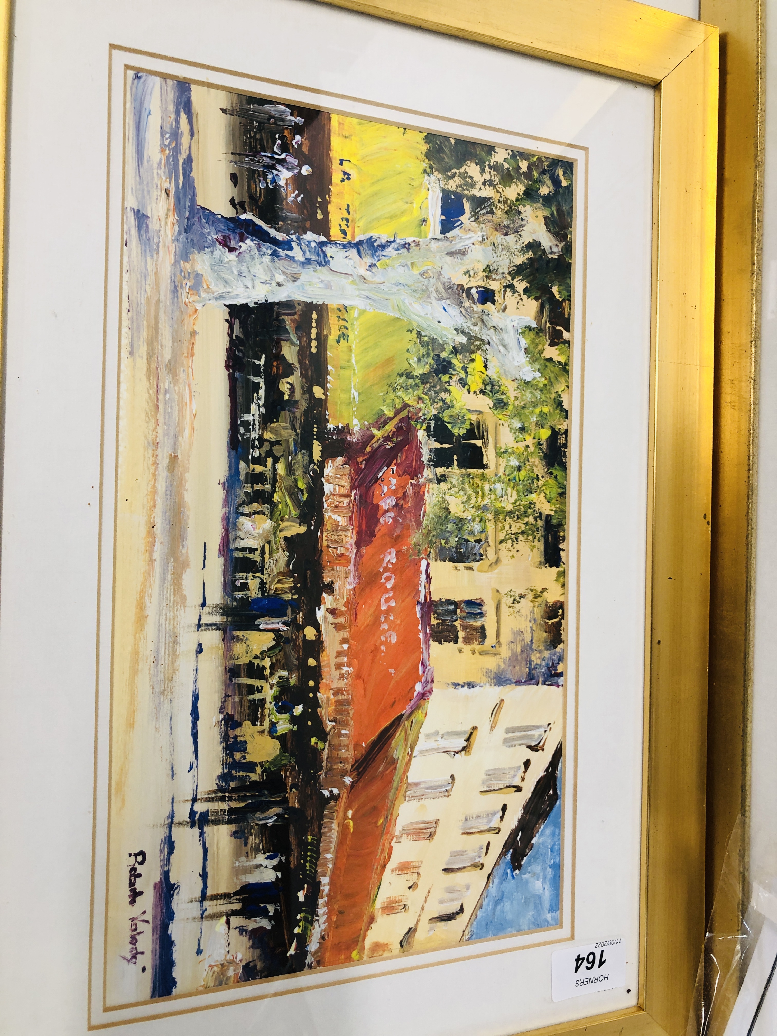 THREE FRAMED ORIGINAL ARTWORKS PARISIAN STREET SCENE, MOUNTAIN VILLAGE SICILY, - Image 4 of 9