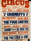 SEVEN VINTAGE HIPPODROME CIRCUS GREAT YARMOUTH 1939 ADVERTISING POSTERS WIDTH 50CM. HEIGHT 75CM.