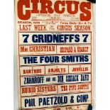 SEVEN VINTAGE HIPPODROME CIRCUS GREAT YARMOUTH 1939 ADVERTISING POSTERS WIDTH 50CM. HEIGHT 75CM.