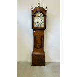 A GEORGE III MAHOGANY ARCHED DIAL EIGHT DAY LONGCASE CLOCK SIGNED J H JENKINS, LlAIRELLY,