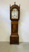 A GEORGE III MAHOGANY ARCHED DIAL EIGHT DAY LONGCASE CLOCK SIGNED J H JENKINS, LlAIRELLY,