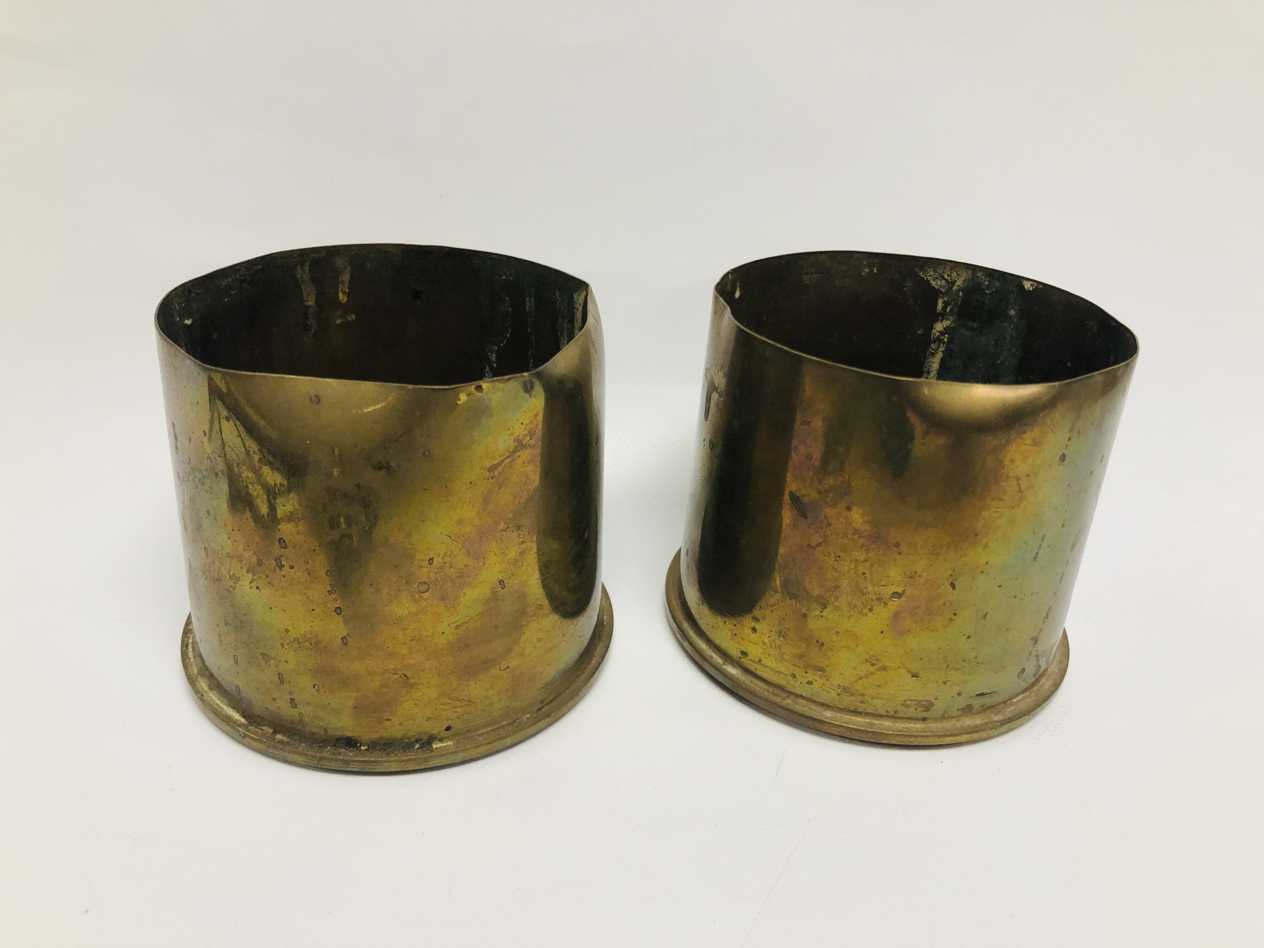 PAIR OF MILITARY BRASS TRENCH ART SHELL CASES "3. - Image 11 of 13