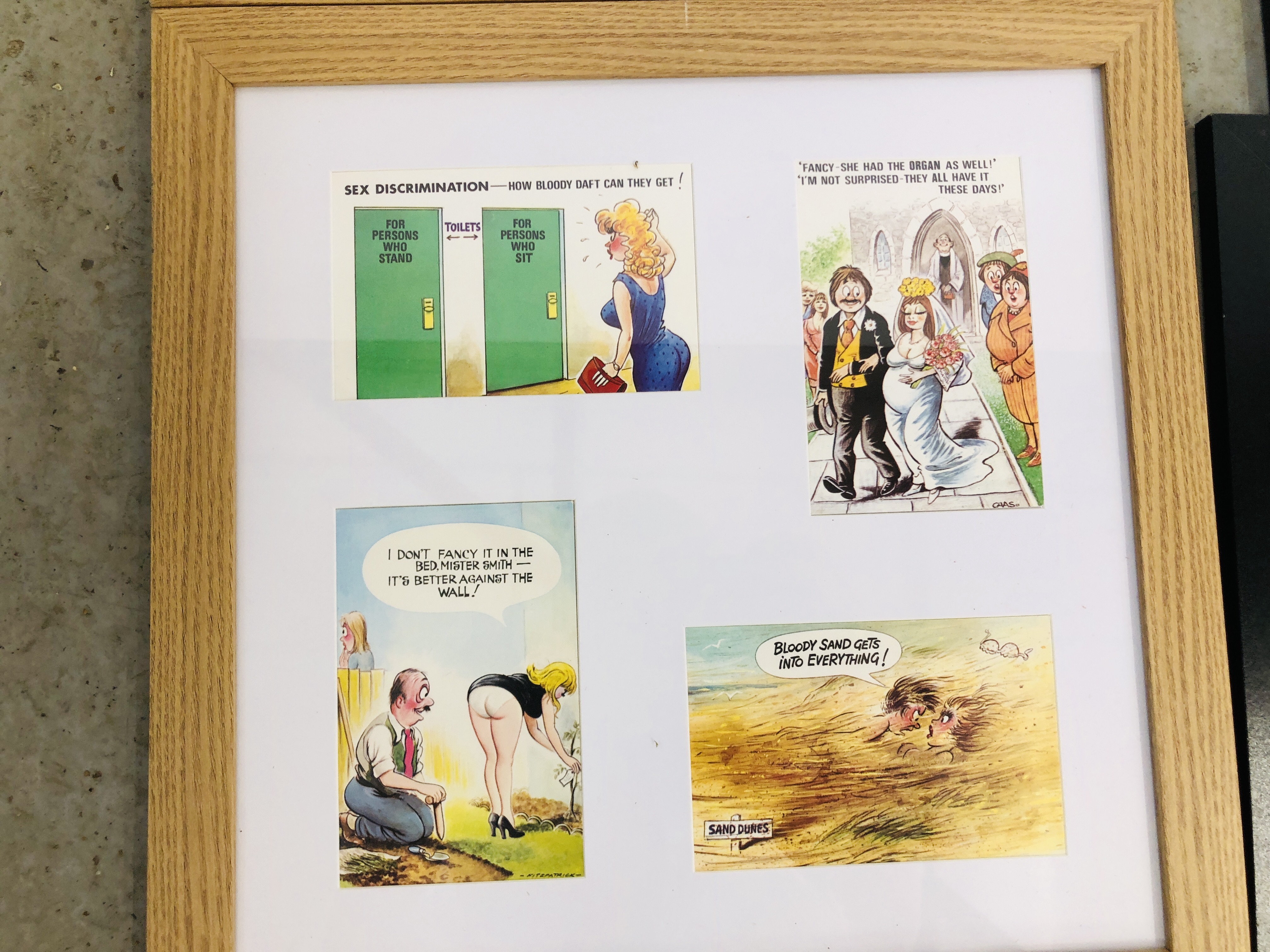 11 FRAMED DISPLAYS OF COMIC NUDE POSTCARDS "BAMFORTH" ETC. - Image 4 of 12