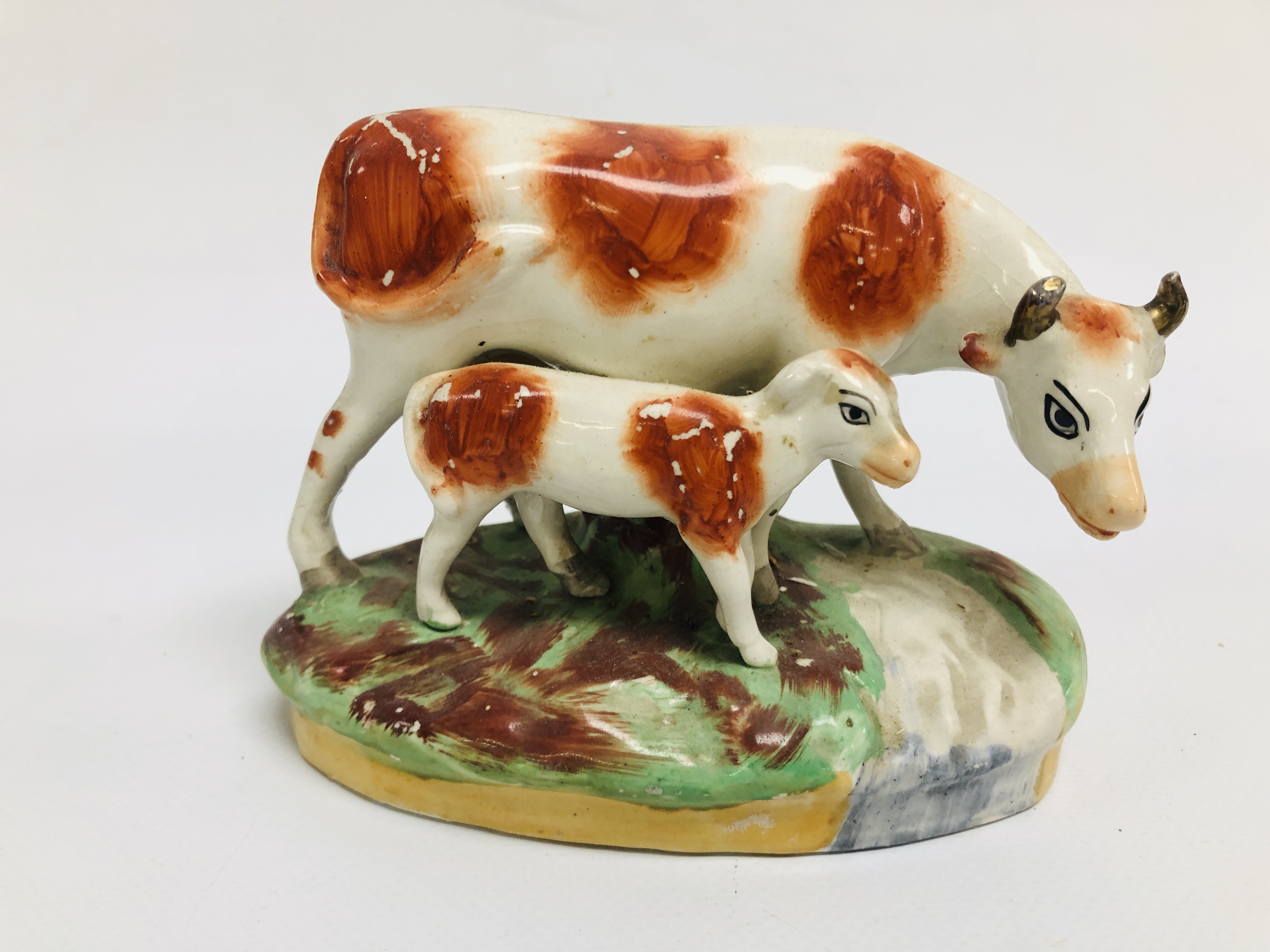 THREE STAFFORDSHIRE MODELS OF COWS AND CALVES, EACH COW HAVING A CALF, - Image 8 of 12