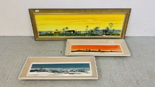 THREE ORIGINAL ARTWORKS, OIL ON BOARD FARM NEAR BRISTOL, VIEW ON THE AVON,