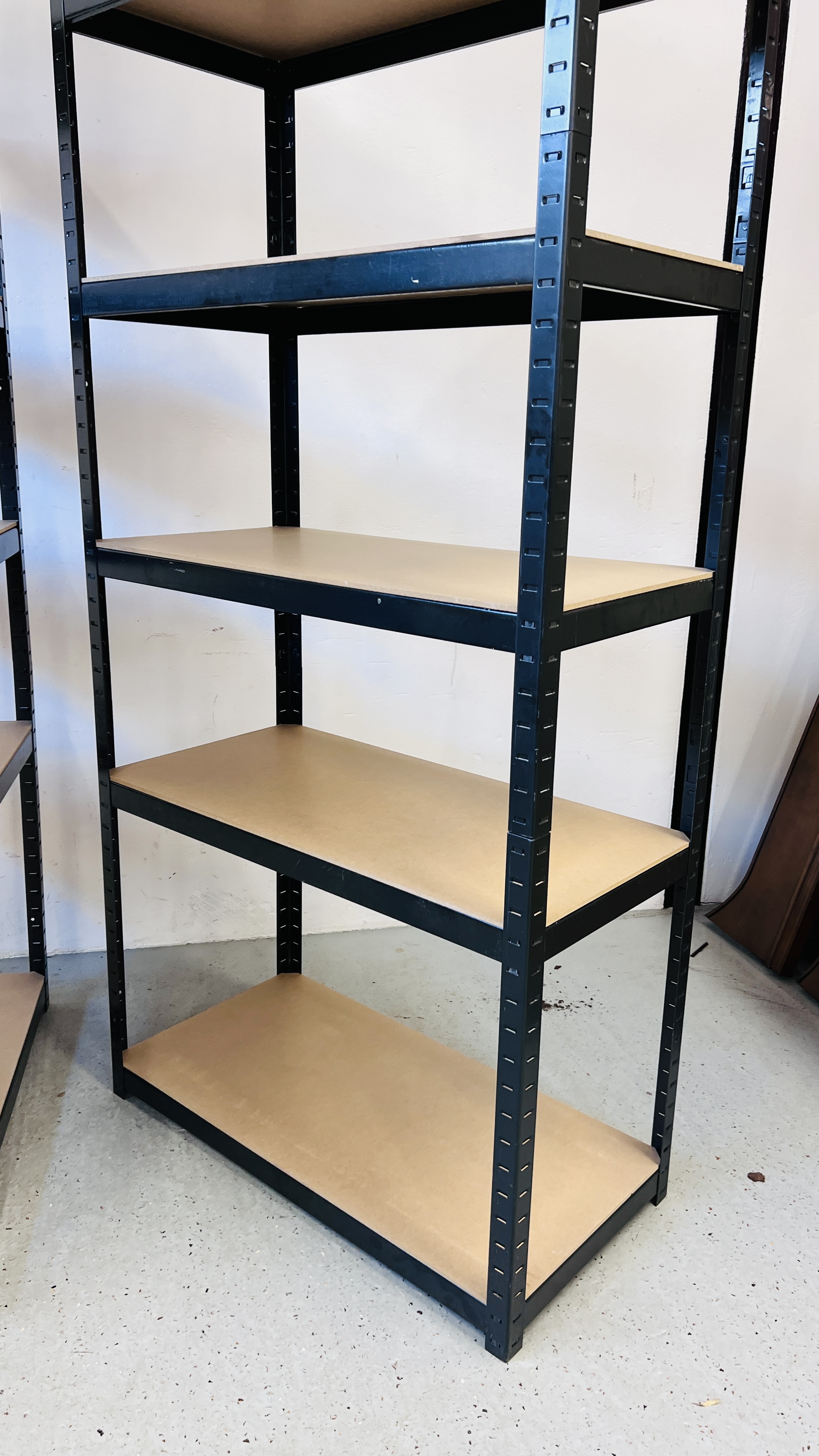 2 X STEEL ADJUSTABLE WORKSHOP SHELVING UNITS W 90CM, D 45CM, H 223CM. - Image 5 of 5