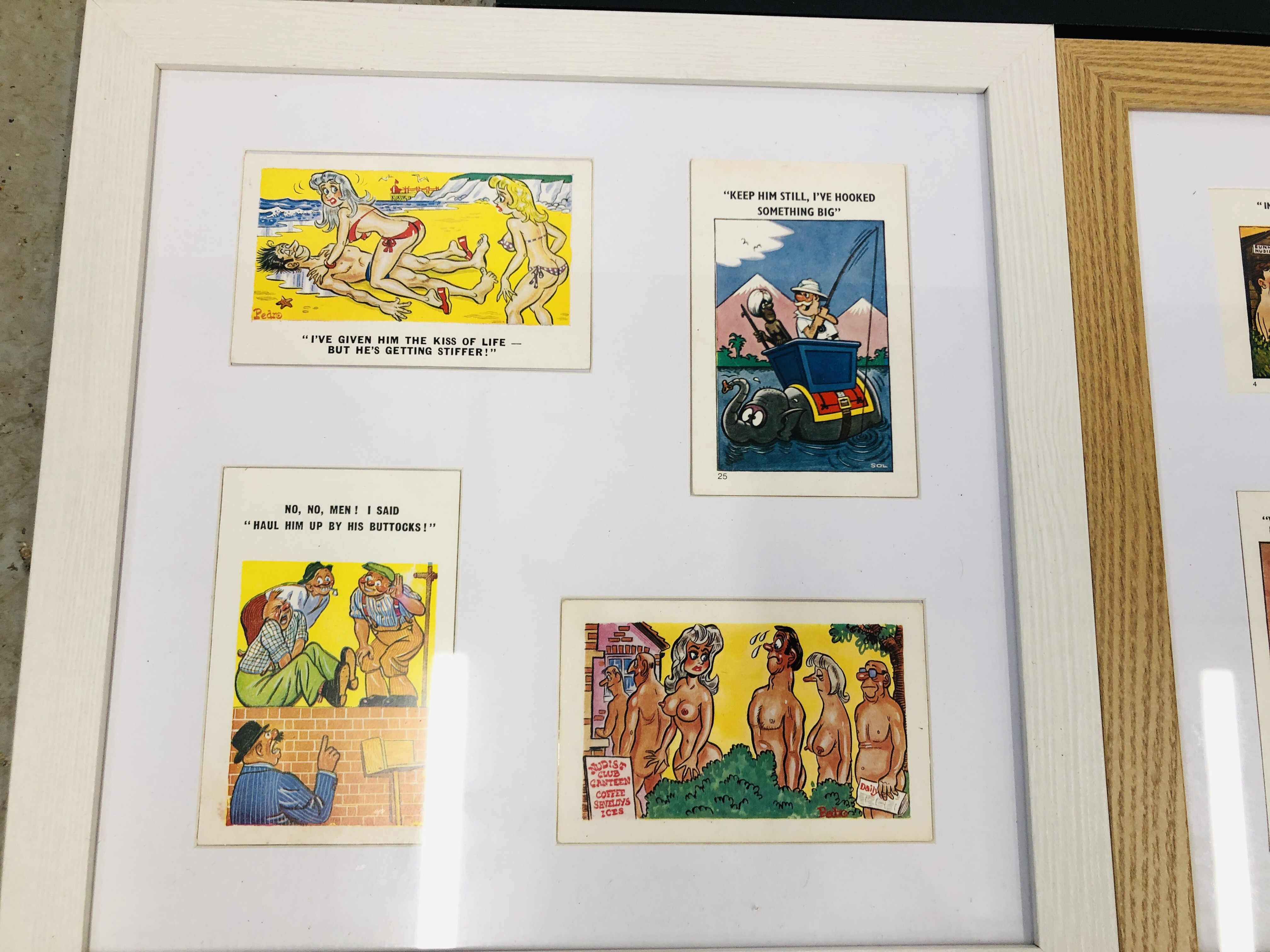 11 FRAMED DISPLAYS OF COMIC NUDE POSTCARDS "BAMFORTH" ETC. - Image 3 of 12