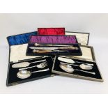 QUANTITY OF QUALITY VINTAGE BOXED SETS CUTLERY TO INCLUDE A THREE PIECE CARVING SET,