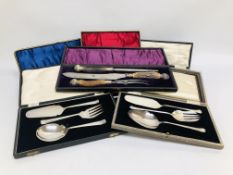 QUANTITY OF QUALITY VINTAGE BOXED SETS CUTLERY TO INCLUDE A THREE PIECE CARVING SET,