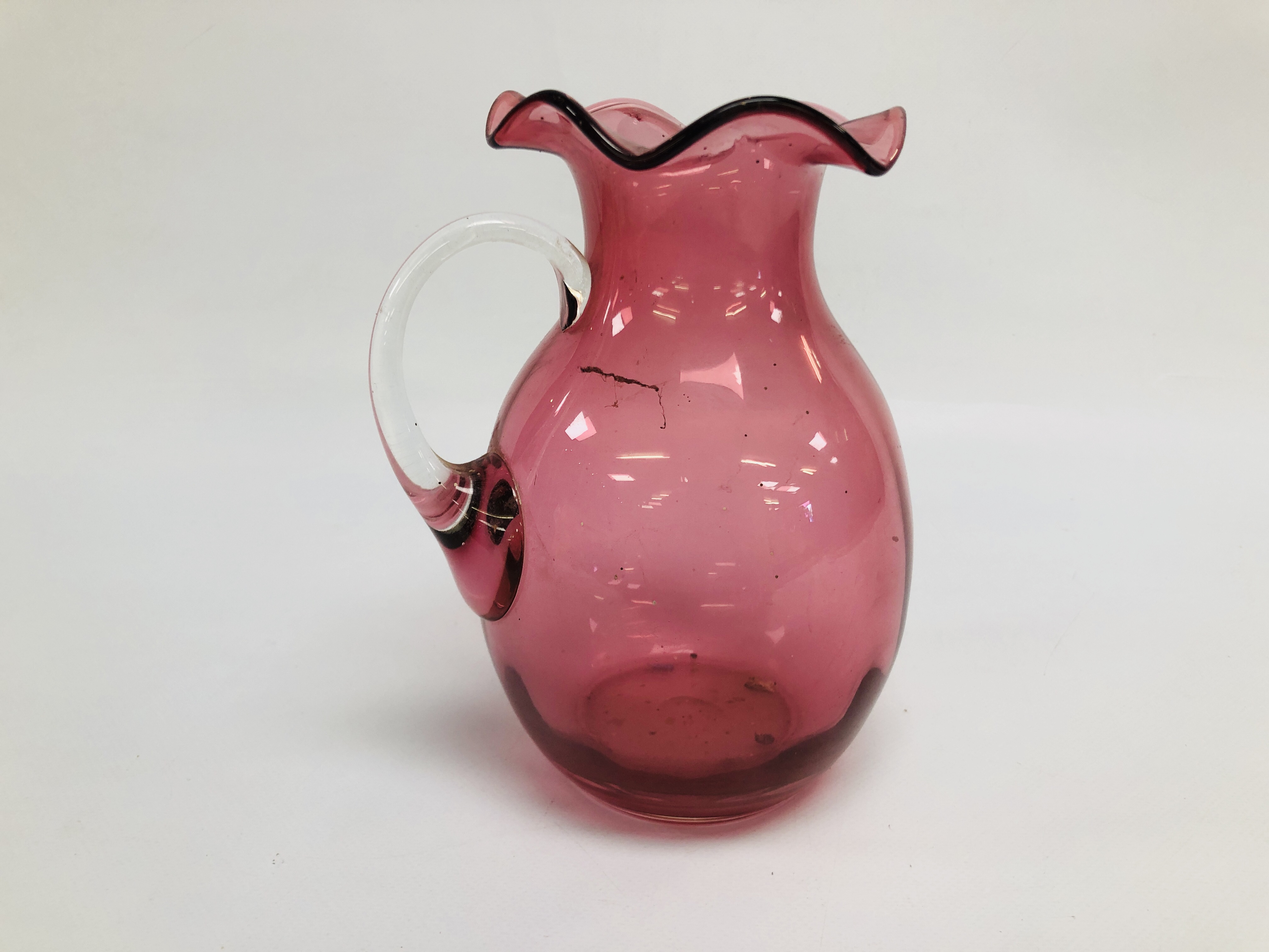 A C19th CRANBERRY JUG, H 20CM. - Image 5 of 6