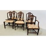 SIX GEORGE III MAHOGANY DINING CHAIRS IN HEPPLEWHITE STYLE (FIVE + ONE),
