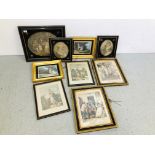 A GROUP OF NINE FRAMED SENTIMENTAL PRINTS TO INCLUDE "THE TEA PARTY",