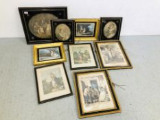 A GROUP OF NINE FRAMED SENTIMENTAL PRINTS TO INCLUDE "THE TEA PARTY",