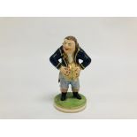 A DERBY FIGURE OF A PORTLY GENTLEMAN, H 11CM (SIGNS OF RESTORATION).