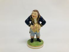 A DERBY FIGURE OF A PORTLY GENTLEMAN, H 11CM (SIGNS OF RESTORATION).