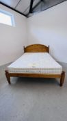 A KINGSIZE PINE BED WITH HYPNOS "EMERALD" POCKET SPRUNG MATTRESS (FIXING POINTS A/F).