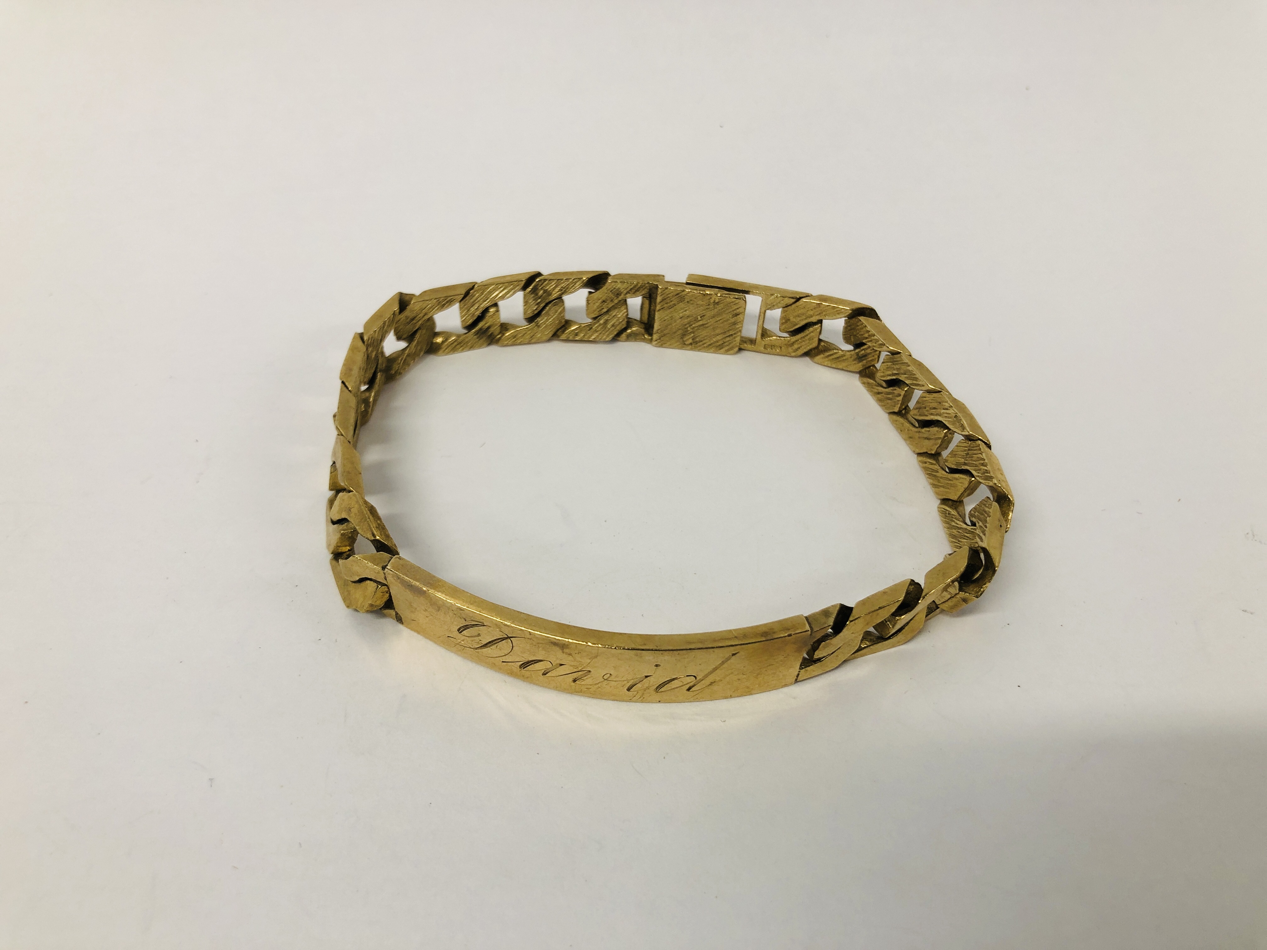 9CT. GOLD ID BRACELET INSCRIBED. - Image 2 of 7