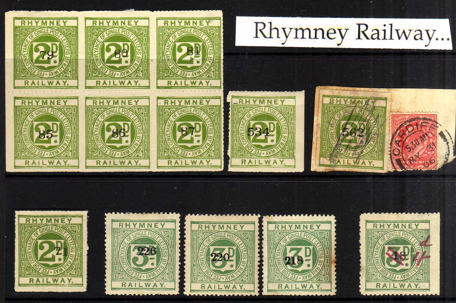 RHYMNEY RAILWAY: 1891-1920 MINT, UNUSED OR USED SELECTION INCLUDING 1920 3d (3),
