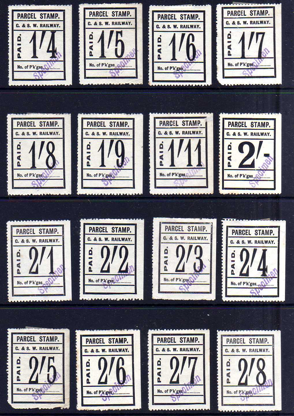 GLASGOW AND SOUTH WESTERN RAILWAY: BLACK PARCEL STAMPS, ½d TO £5, - Image 3 of 3