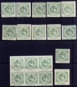 WIGAN JUNCTION RAILWAY: 1900-04 MINT OR UNUSED 2d SELECTION INCLUDING A BLOCK OF SIX (18)