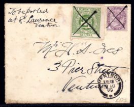 ISLE OF WIGHT CENTRAL RAILWAY: 1899 (31 AUG) COVER TO VENTNOR BEARING 1d LILAC AND 2d CANCELLED INK