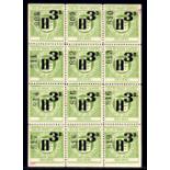 ISLE OF WIGHT CENTRAL RAILWAY: 1920 3d SURCHARGE MNH SHEET OF TWELVE (LS7) CONTROLS 808-819