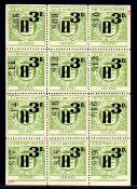 ISLE OF WIGHT CENTRAL RAILWAY: 1920 3d SURCHARGE MNH SHEET OF TWELVE (LS7) CONTROLS 808-819