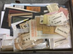 BOX WITH A VAST QUANTITY OF RAILWAY LUGGAGE LABELS,