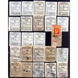 ULSTER TRANSPORT AUTHORITY: c1950-67 A COLLECTION INCLUDING 1964 PARCEL TAG WITH 4/- AND 1d,