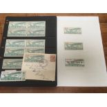 1933 GREAT WESTERN AIR MAIL 3d LABEL, MINT SINGLES(3) AND BLOCKS OF FOUR (2),