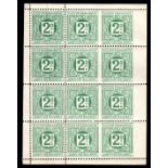CLEATOR AND WORKINGTON JUNCTION RAILWAY: 1891 2d COMPLETE SHEET OF TWELVE MINT WITH MISSING