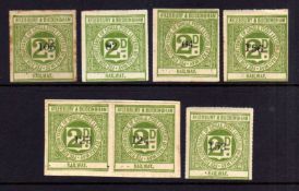 AYLESBURY AND BUCKINGHAM RAILWAY: 1891 2d GREEN UNUSED, SELECTION INCLUDING A PAIR (STUCK DOWN),