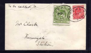 SOUTH EASTERN AND CHATHAM RAILWAY: 1900 COVER TO LONDON BEARING 1d LILAC CANCELLED LONDON EC HOODED