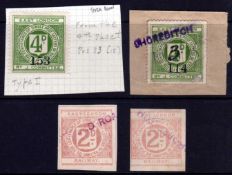 EAST LONDON RAILWAY: 1898-1928 SELECTION WITH IMPERF 2d PINK USED (2), 1922 4d UNUSED,