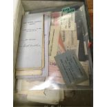 FILE BOX OF NORFOLK AND SUFFOLK RELATED EPHEMERA, PARCEL LABELS, AGREEMENTS,