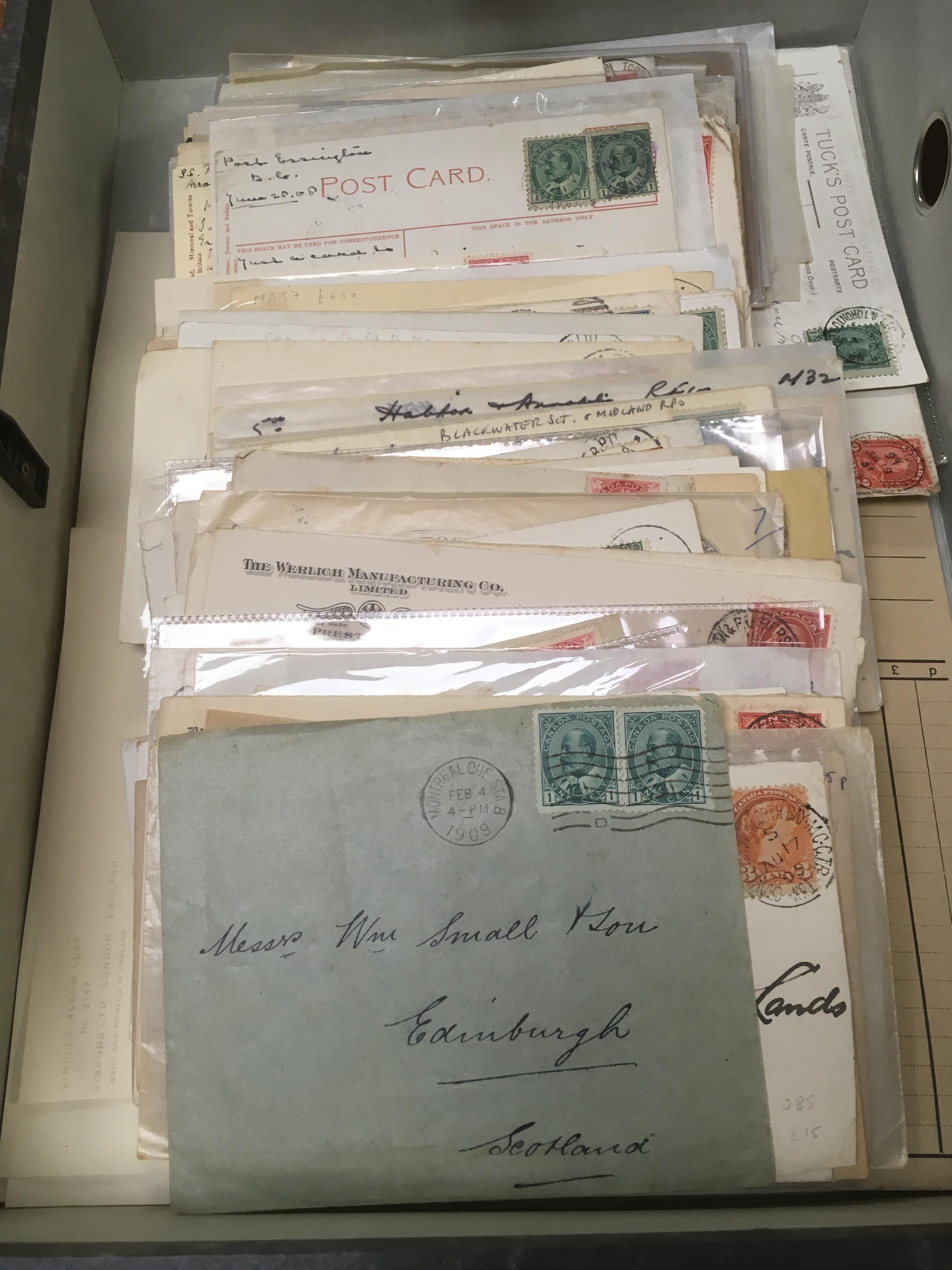 CANADA: FILE BOX WITH c1854 TO 1940 COVERS AND CARDS, ALL WITH RPO CANCELS, - Image 4 of 4